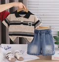 Cream Polo Denim Set