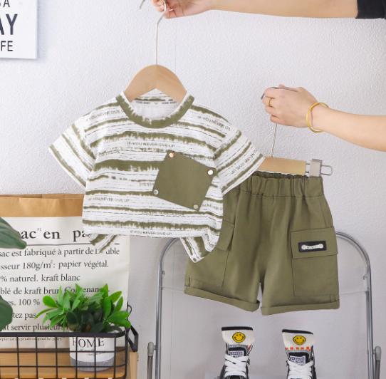 Olive Stripe Pocket Set