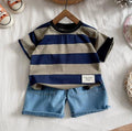 Navy Stripe Denim Set