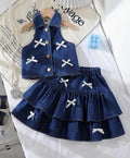 Navy Bow Denim Dress