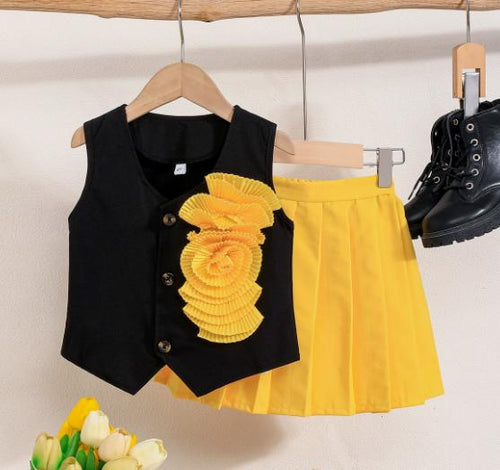 Black & Gold Bloom Skirt Set