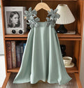 Sage Satin Flutter Dress