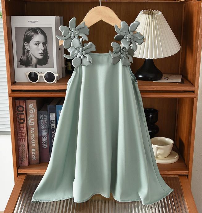 Sage Satin Flutter Dress