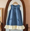 Denim Bow Layered Dress