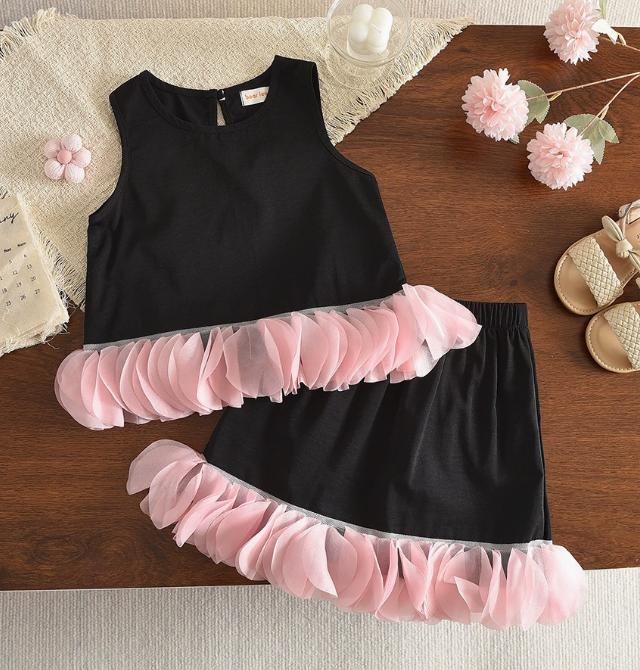 Black Ruffle Rose Dress