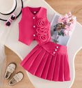 Fuchsia Rose Pleated Set