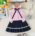 Pink Sailor Bow Skirt Set