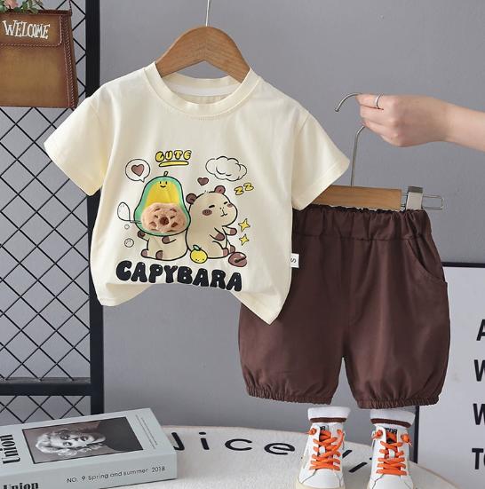 Brown Capybara Buddies Short Set