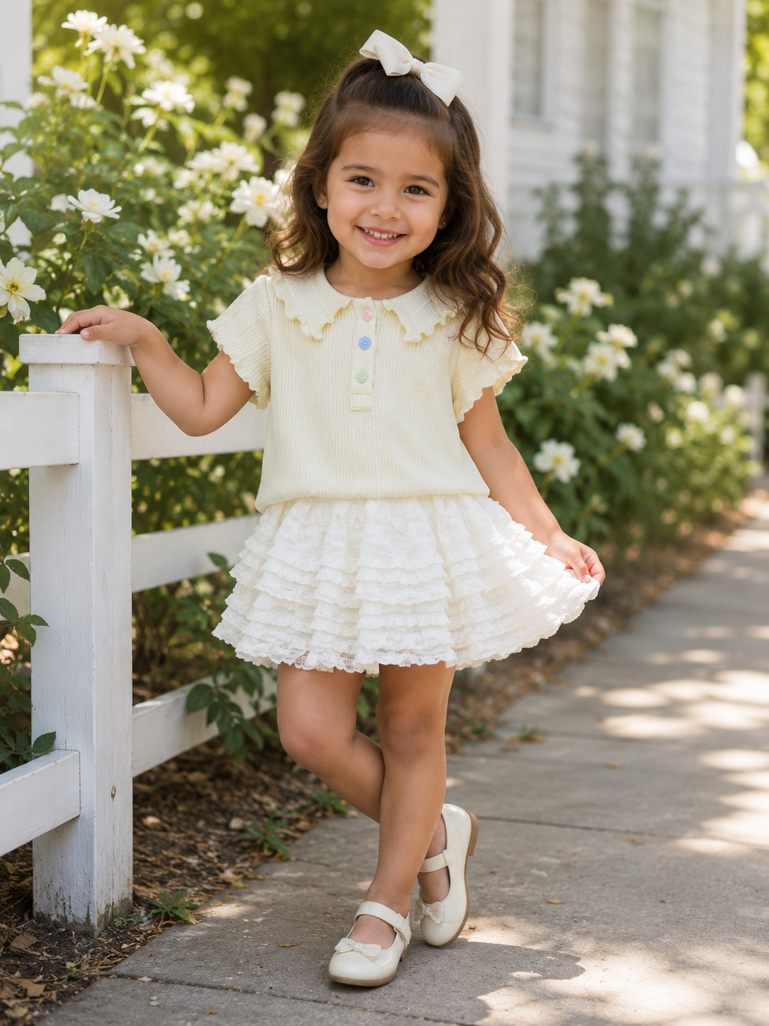 Ivory Rose Ruffle Dress