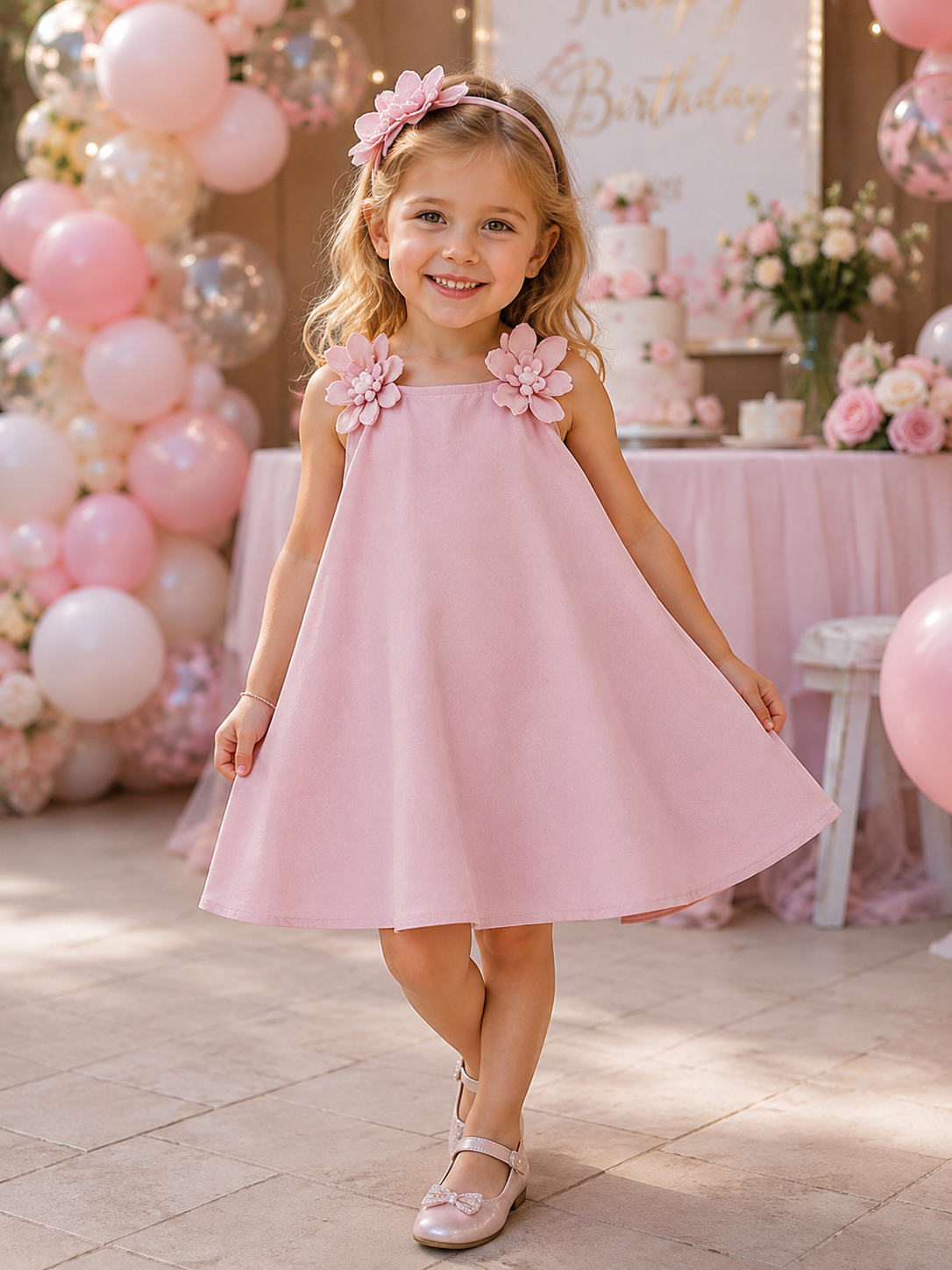Blush Flower Swing Dress
