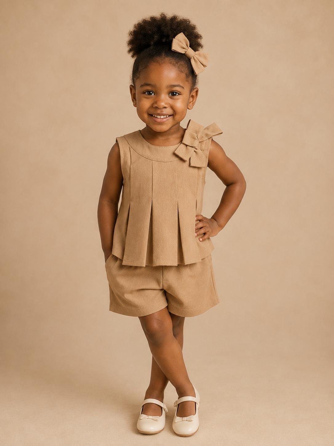 Camel Pleat Boutique Set