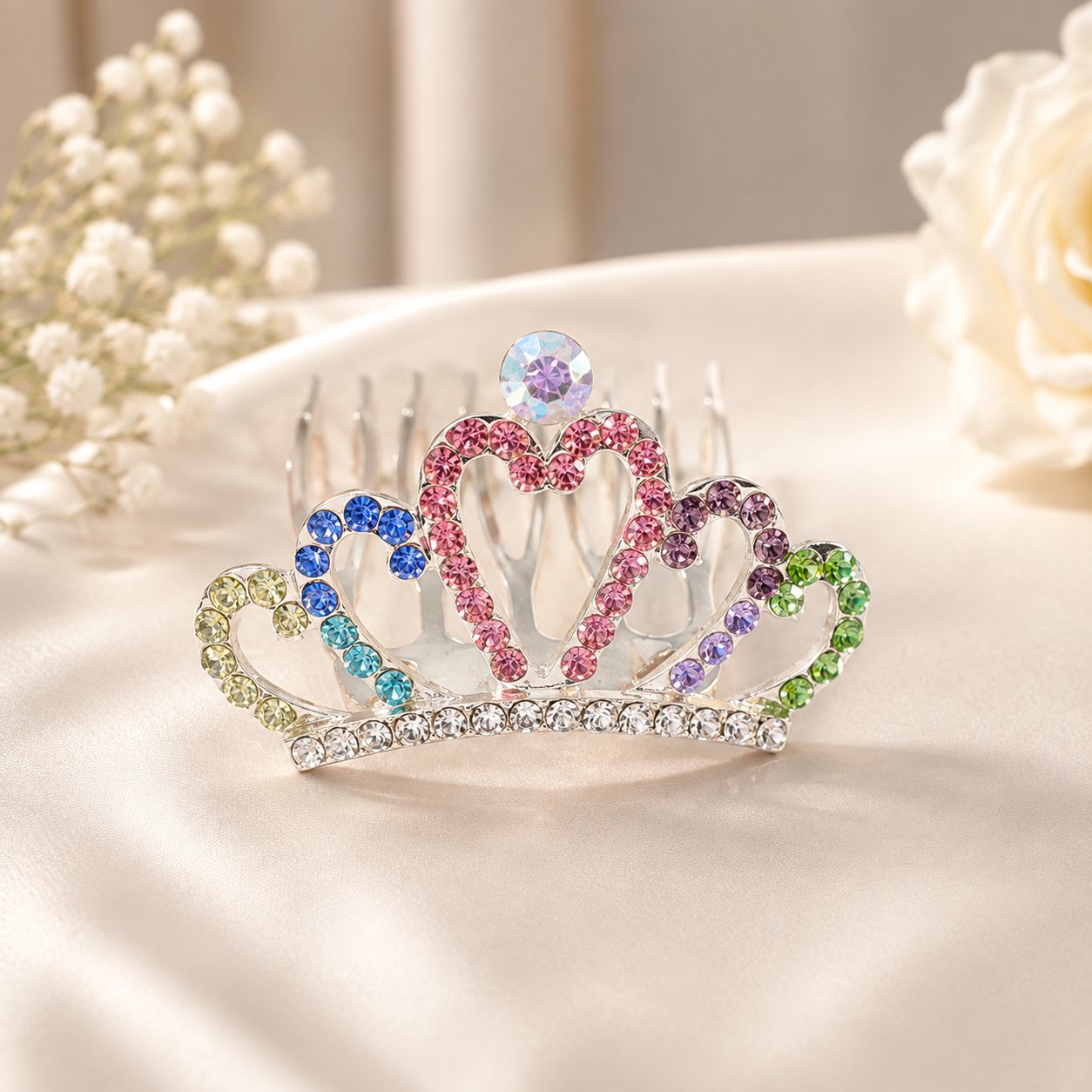 Rainbow Jewel Princess Crown Clip