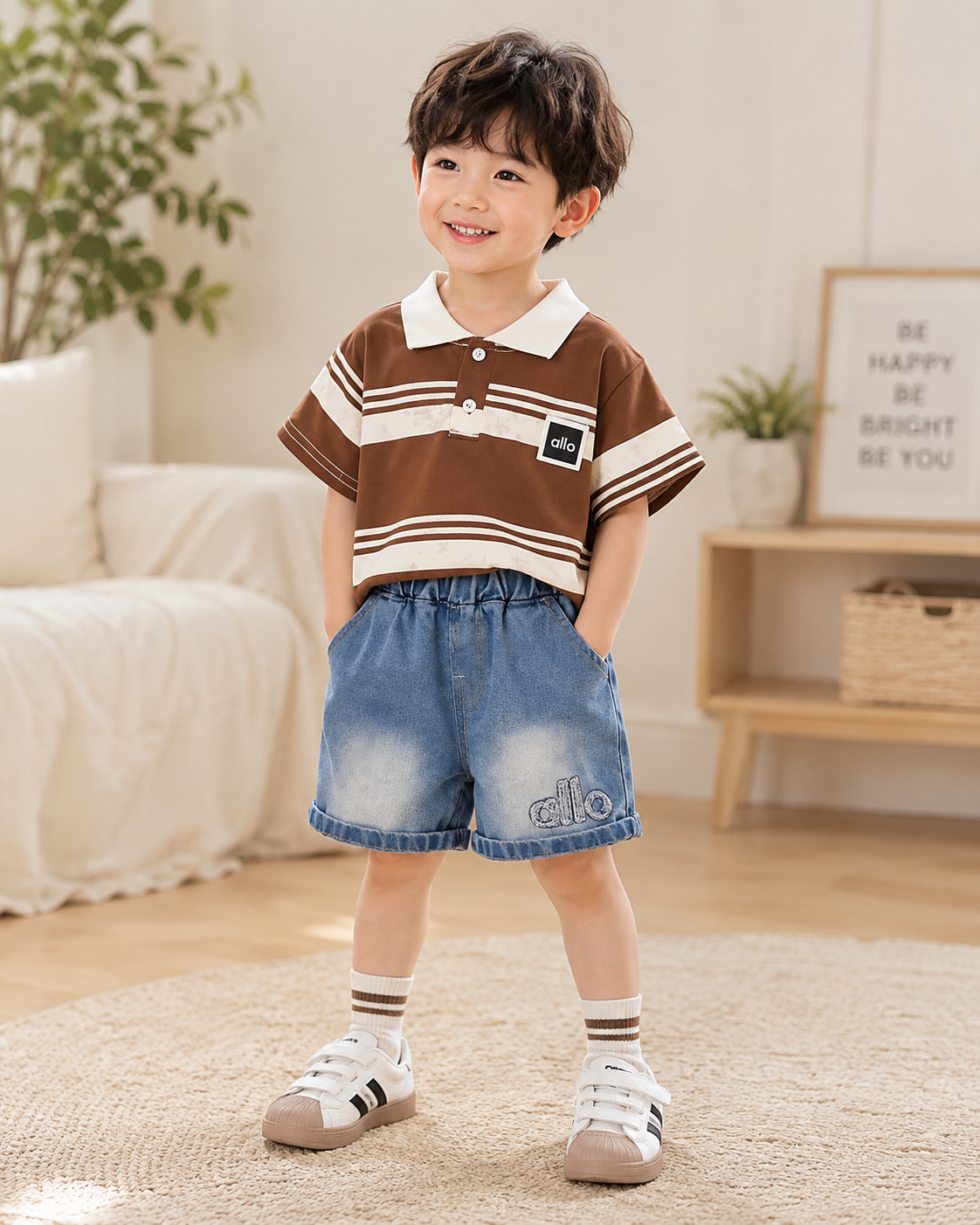 Chocolate Polo Denim Set