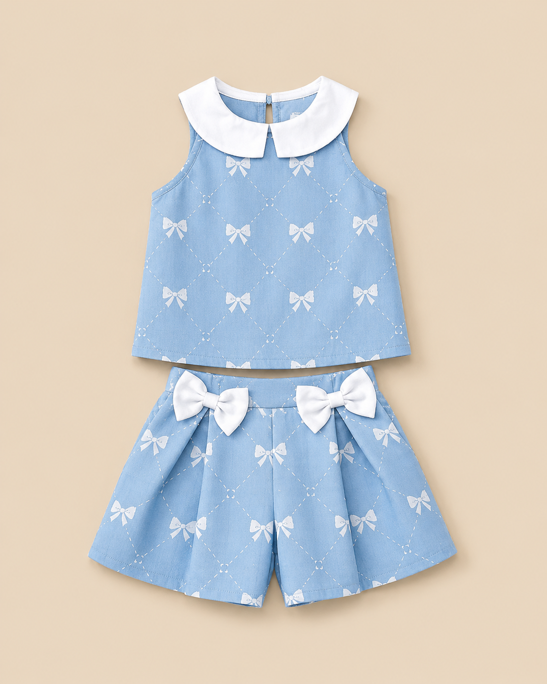 Blue Daisy Bow Dress Set