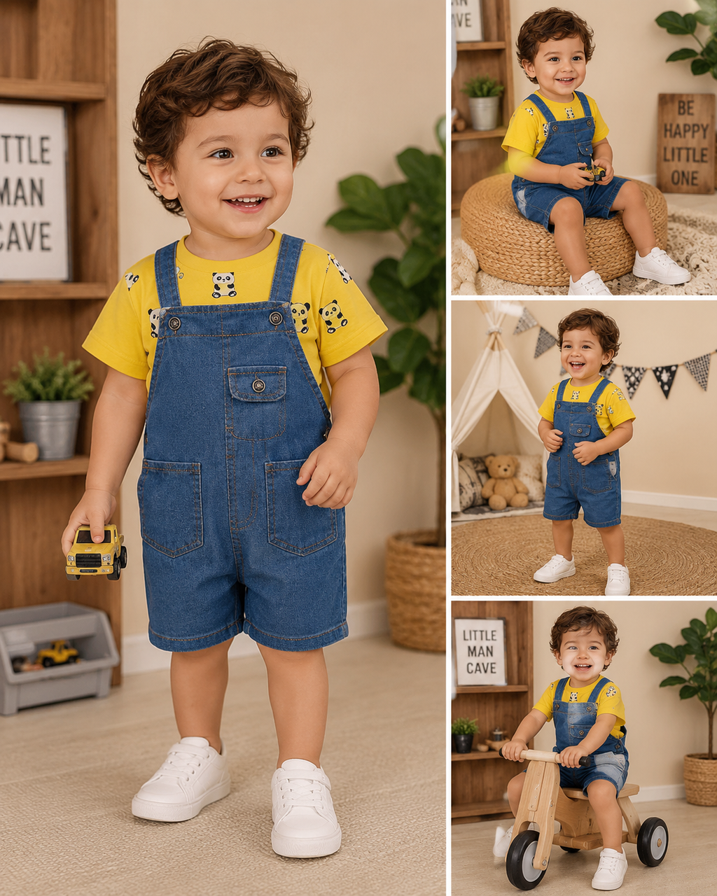 Sunshine Denim Overall Set