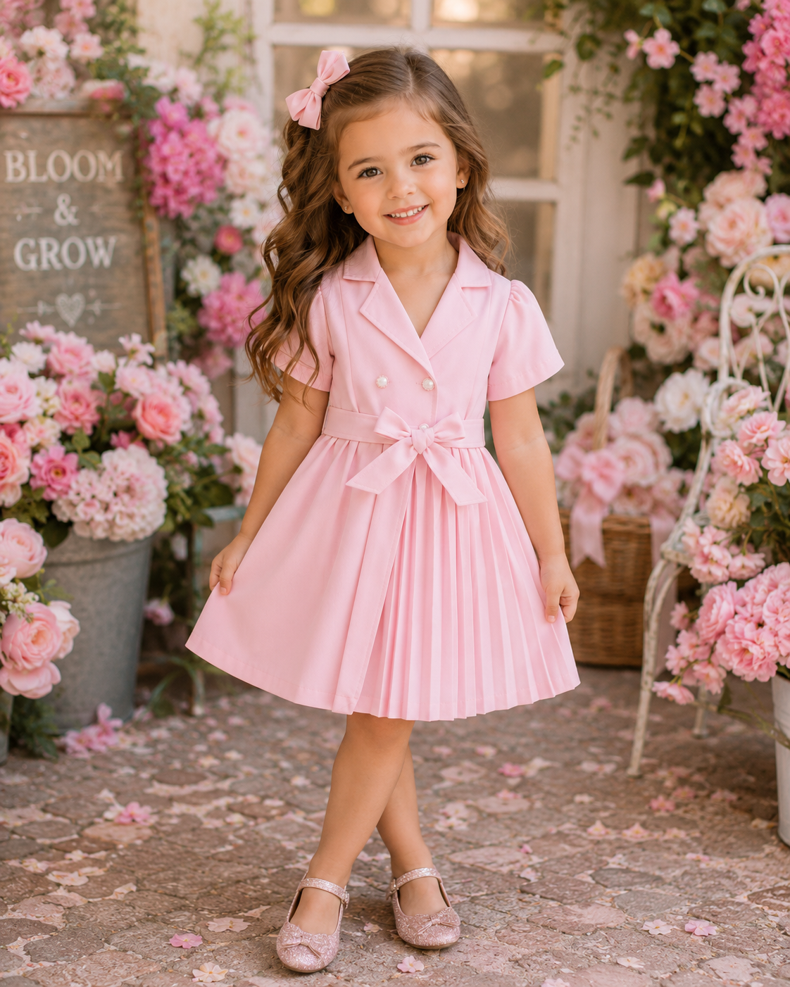 Blush Pleated Skirt Dress