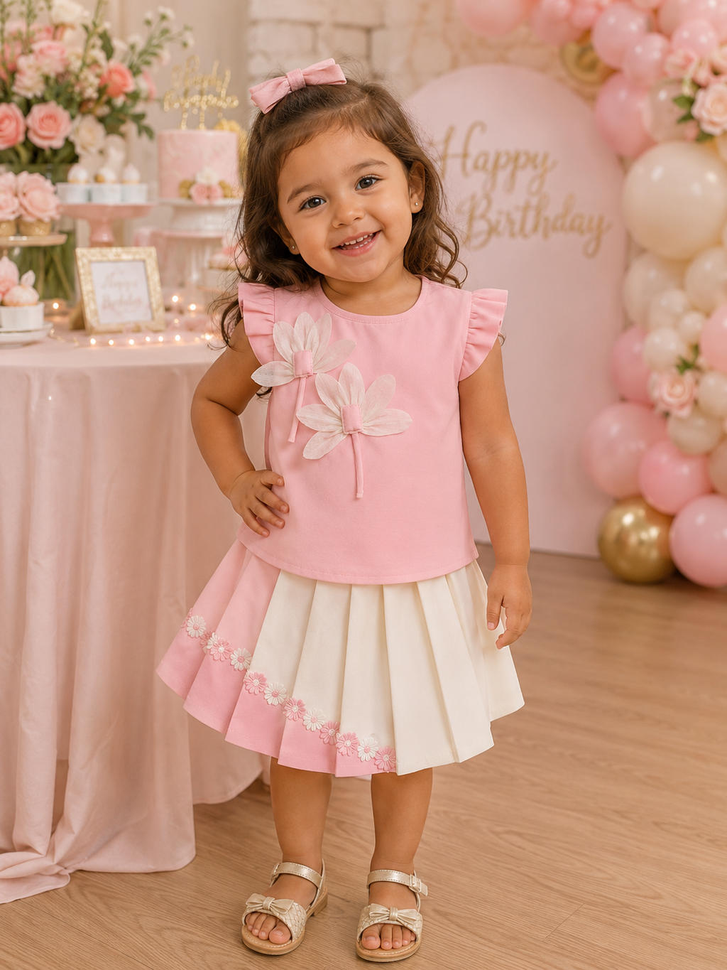 Pink Petal Skirt Set