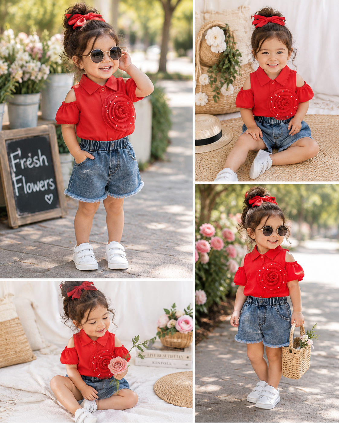 Rose Denim Short Set